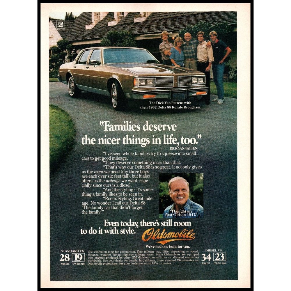 1982 Oldsmobile Delta 88 Royale Brougham Sedan Vintage Print Ad Family Wall Art